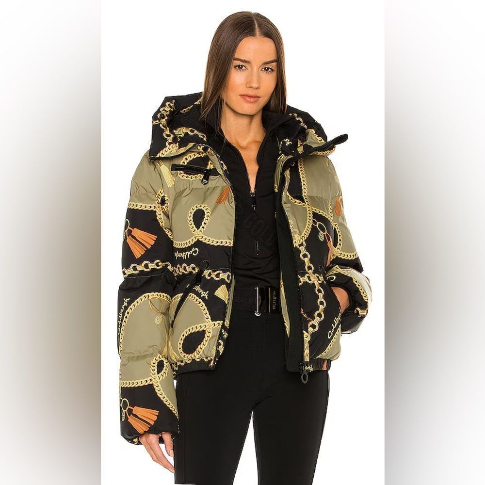 Goldbergh Precious Print Down Ski Jacket Gold Chain Design Us 8